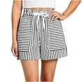 thumbnail image 6 of UDAUDU Striped Shorts for Women with Expanding Pockets Loose Drawstring Beach Soft Shorts High Rise Wide Leg Striped Summer Pants Short Black L, 6 of 6