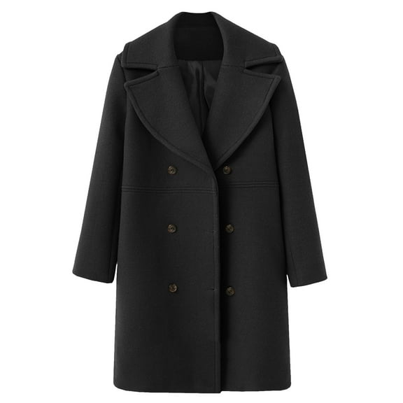 Fall Jacket for Women Notched Collar Double Wool Trench Coat Office Work Overcoat 2025 Fashion Fall Clothes