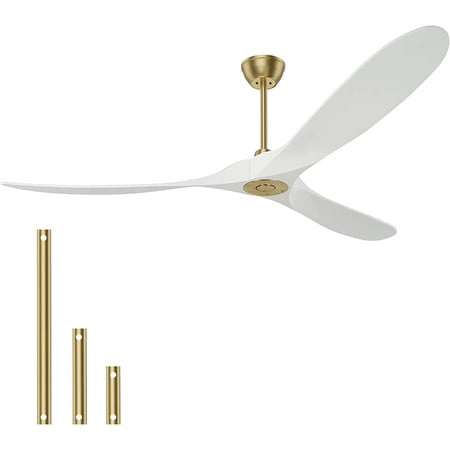 

70 Ceiling Fan with Remote Control Outdoor/Indoor Damp large Ceiling Fan no Light with 3 White Blade Noiseless Energy Efficient DC Motor and Gold