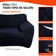 thumbnail image 3 of Cubre Sala Protector LABBA Fundas de Sillón Elásticas Ajustables Set de 3 Piezas Color Azul Marino, 3 of 11