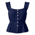 thumbnail image 5 of Tank Top for Women Solid Casual Square Neck Sleeveless Top Daily Soft Womens Cami Navy L, 5 of 7