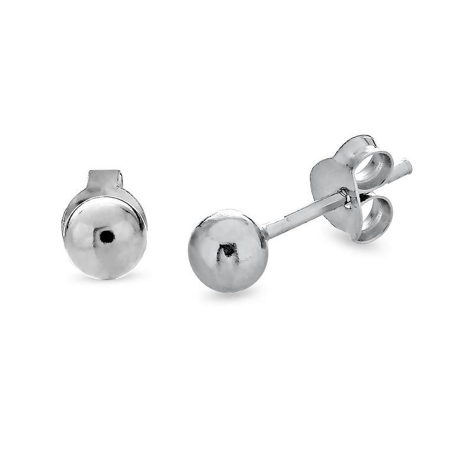 Sterling Silver Cubic Zirconia Ball Stud And Crawler Earrings Set