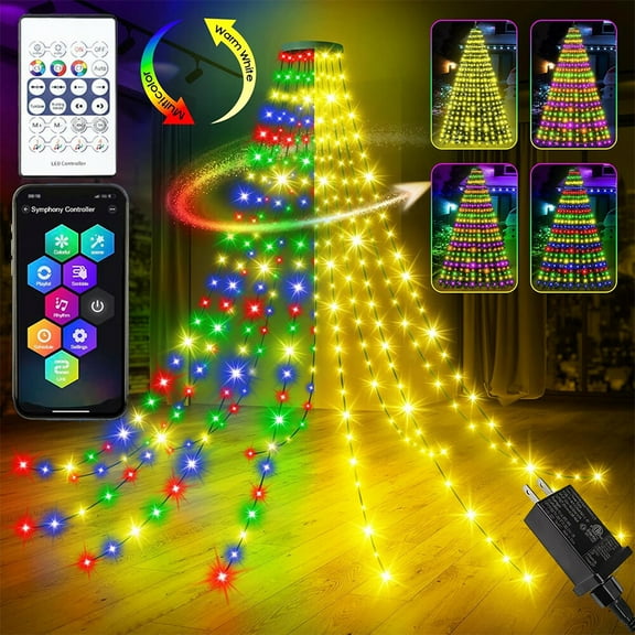 Christmas Tree Waterfall String Lights 200LED Color Changing fr Home Party Decor