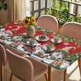 thumbnail image 3 of Red Christmas Table Cloths for 6 Foot Rectangle Tables, Gnomes Xmas Tree Snowflake Gifts Patio Waterproof Elastic Fitted Tablecloths, Washable Rectangular Table Cover for Camping, 3 of 8