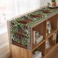 thumbnail image 6 of Table Runners 72 Inches Long Dress Scarves, Farmhouse Green Garland Farmhouse Kitchen/Dining Table Runner, Coffee Tablerunners, Spring Black Plaid Wood Grain 14x72 Inch, 6 of 9