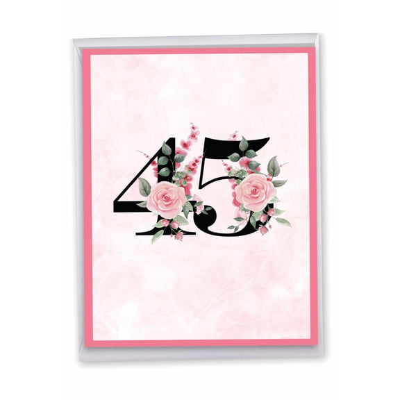 1 Jumbo Funny Anniversary Milestone Greeting Card with Envelope - Big Large Humorous Card for Men, Women - Floral Couple 45 - NobleWorks - J10477MAG