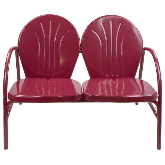 Northlight 42" Outdoor Retro Tulip Steel Loveseat, Mulberry