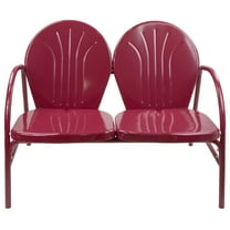 Northlight 42" Outdoor Retro Tulip Steel Loveseat, Mulberry