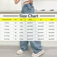 thumbnail image 3 of High Waisted Jeans for Girls Streetwear Casual Straight Wide Leg Pants Trousers with Pockets School Outfits Size 5-15, 3 of 8