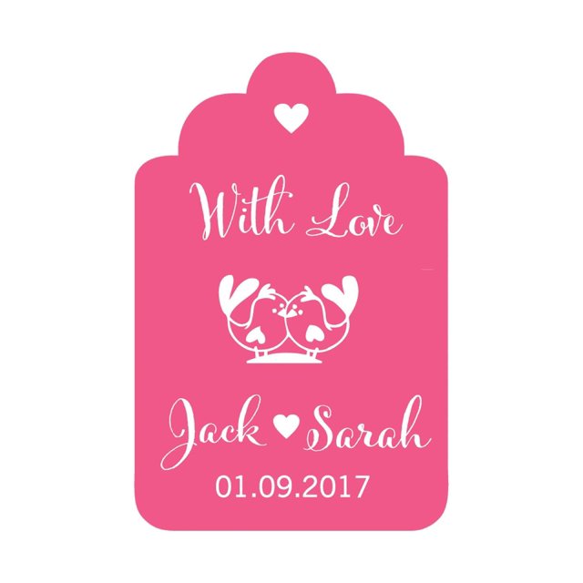 100 PCS With Love Birds Customized Wedding Gift Paper Tags Personalized Wedding Favor Hang Tags