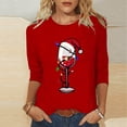 thumbnail image 2 of GERsome Womens Christmas Shirts Red Wine Glass Christmas Graphic Blouses Funny Christmas Pullover Xmas Santa Hat Graphic Blouse Tshirt Tops Size XXL, 2 of 4