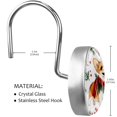 thumbnail image 3 of Red Berries Pine Corgi Dog Shower Curtain Hooks Round Crystal Glass, Set of 12 Shower Curtain Rings - Shower Hooks for Curtain Shower Rings, 3 of 4