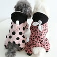 thumbnail image 3 of Dog Cat Hoodie Jumpsuit, Fashion Cute Dot Printed Plush Ball Hat Soft Skin-friendly Cozy Plush Winter Warm Coat Pet Clothes Costume for Puppy Daily Wear, 3 of 8
