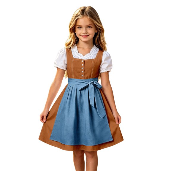 Tisuna Girls Dress Short Sleeve Square Neck Solid Color Dress Kids Festival Party Elegance Dresses Size 5-6 Years