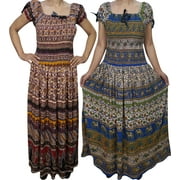 Mogul Women Sundress Off Shoulder Smocked Waist Rayon Flare TALK OF THE TOWN Summer Maxi Dress Wholesale Lot Of 2