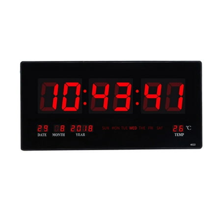 deevoka Oversized Digital Wall Clock LED Display Wall Mounted Clock with Calendar Indoor