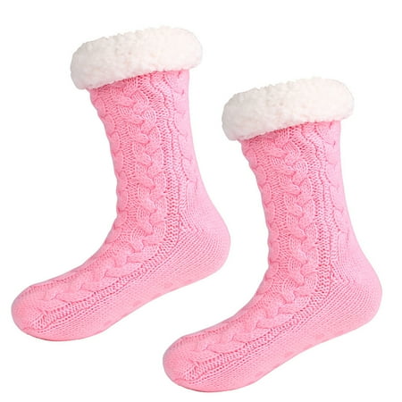 

ERTUTUYI Winter Warm Double-faced Bed Non Slip Slipper Floor Socks Hot Pink