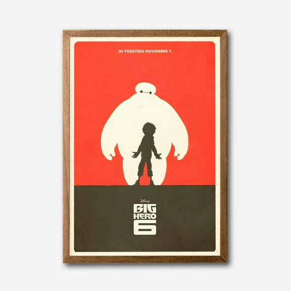 Big Hero 6 Canvas Wall Art, Disney Movie Poster, Minimalist Silhouette Art Print, Kids Room Decor, Modern Home Decoration
