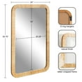 thumbnail image 2 of Kate and Laurel Rahfy Boho Rectangle Rattan Wall Mirror, 24 x 36, Natural Wood, Decorative Rounded Rectangular Mirror with Authentic Rattan Frame for Bathroom Vanity Mirror, 2 of 9