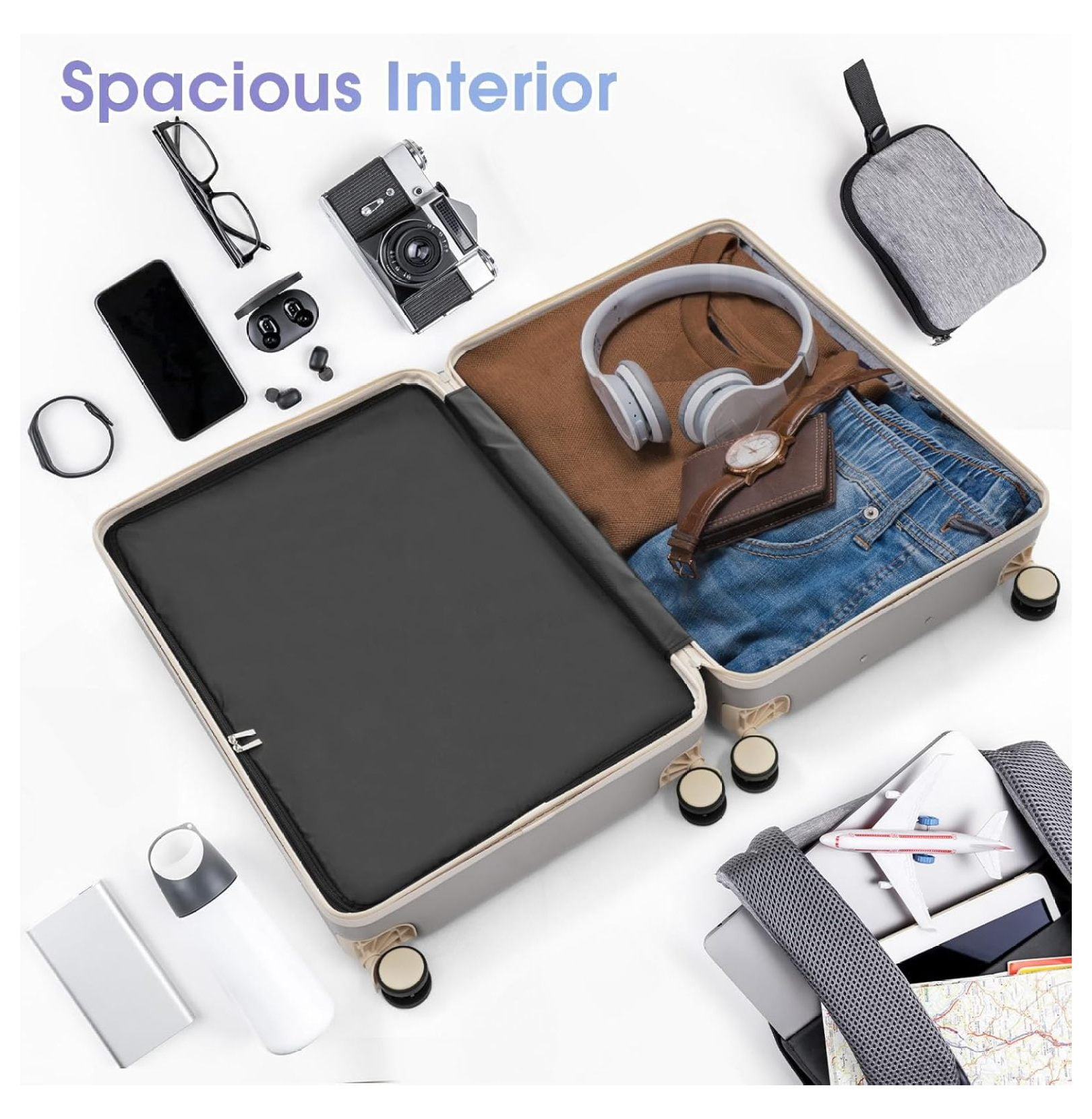 SONGMY Luggage Set 3 Piece, Lightweight Durable ABS Suitcases with Spinner Wheels and TSA Lock, Carry-on & Checked Travel Luggage