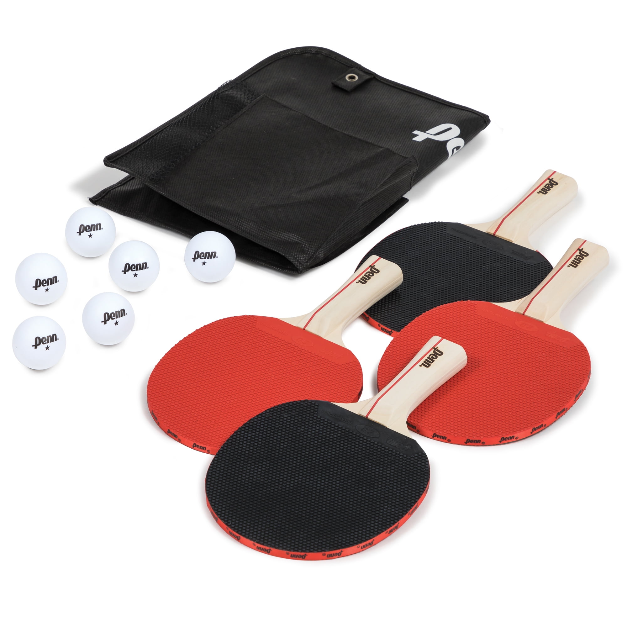 Penn Table Tennis Accessory Set - 4 Paddles, 6 Balls and Storage Pocket