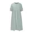 thumbnail image 4 of Dyegold Women Cotton And Linen Shirt Dress Button Down Casual Maxi Dresses Loose Flowy Swing Long Sleeve Vacation Long Dress, 4 of 5