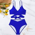 thumbnail image 5 of UTSJKR Two Piece Bikini Sets for Women High Waisted Swimwear Push Up Swimsuit Halter Wrap Criss Cross Back Tie Bathing Suit Blue M, 5 of 6