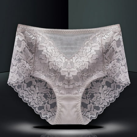 GZWYHT Hipster Panties Clearance Seamless Underwear Women s Mid High Waist Sexy Lace Panties Seamless Brief Briefs High Waisted Underwear Womens Underwear Womens Sexy Underwear Grey M