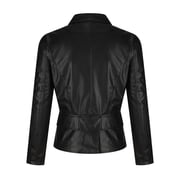 Fesfesfes Leather Jacket for Women Cool Faux Leather Jacket Long Sleeve Zipper Fitted Coat Fall Short Jacket