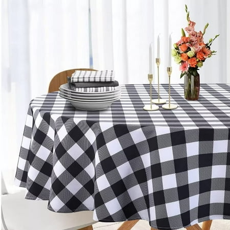 

CAROMIO 70 Round Buffalo Check Tablecloth Classic Farmhouse Waterproof Spillproof Tablecloth for Kitchen Dining Room