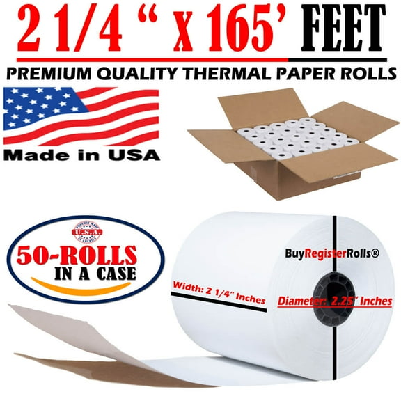 2 1/4" Width 165' 50 Rolls In a Case Thermal  Paper Rolls  BPA Free