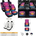 thumbnail image 4 of Yuyamidu Pink Sunset Car Seat Covers Set 15 PCS Seaside Car Front Back Seat Cover Floor Mats Steering Wheel Cover Seatbelt Cushion Pad Gear Shift Cover Set Coasters, 4 of 6