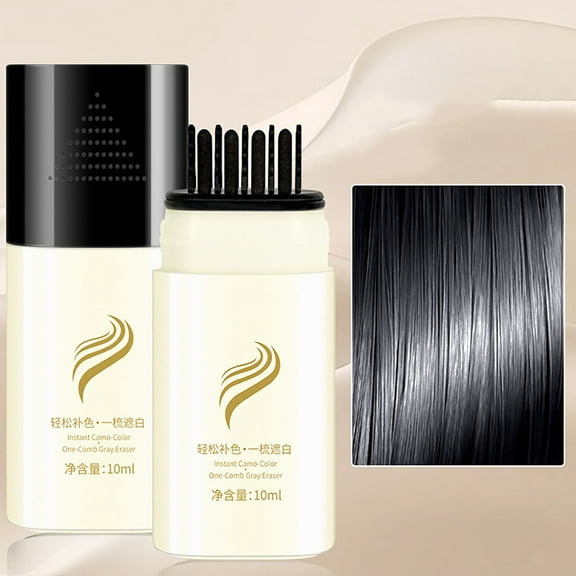 HHBEAUTY 2-in-1 Hair Color Stick & Comb - Waterproof, Sweat-Proof Instant Root Touch Up for Gray Hair - Safe for Women & Men (Black)