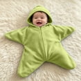 thumbnail image 2 of Baby Starfish Newborn Onesie, Soft Thick Imitation Fleece Winter Romper, Infant Warm Footie Jumpsuit and Swaddle Wrap (Army Green,Size:3M), 2 of 10
