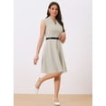 thumbnail image 4 of DARING DIVA Elegant Dress Split Neck Wear to Work Sleeveless Dresses M Grey, 4 of 6