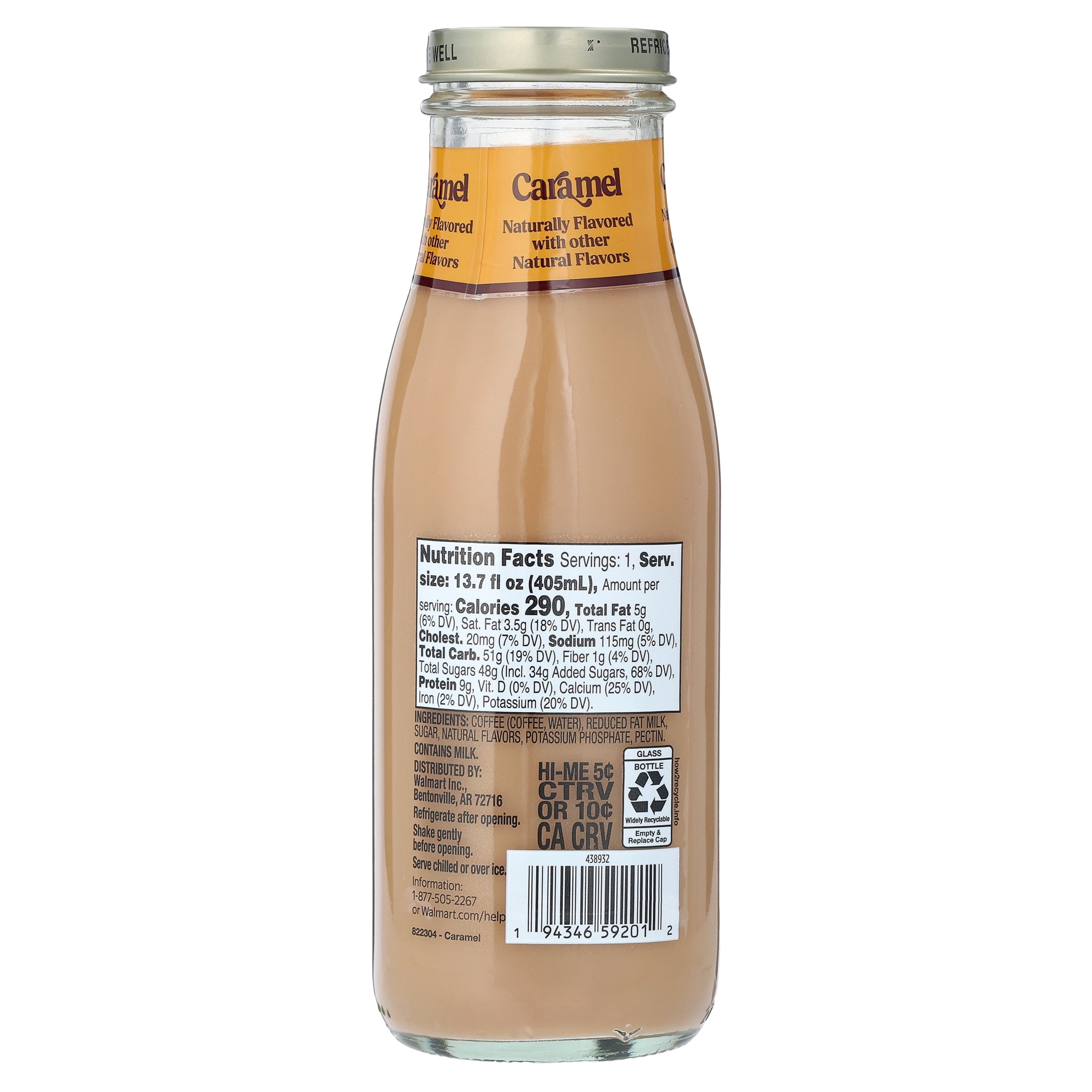 Great Value Iced Caramel Latte Coffee and Milk Beverage, 13.7 fl oz