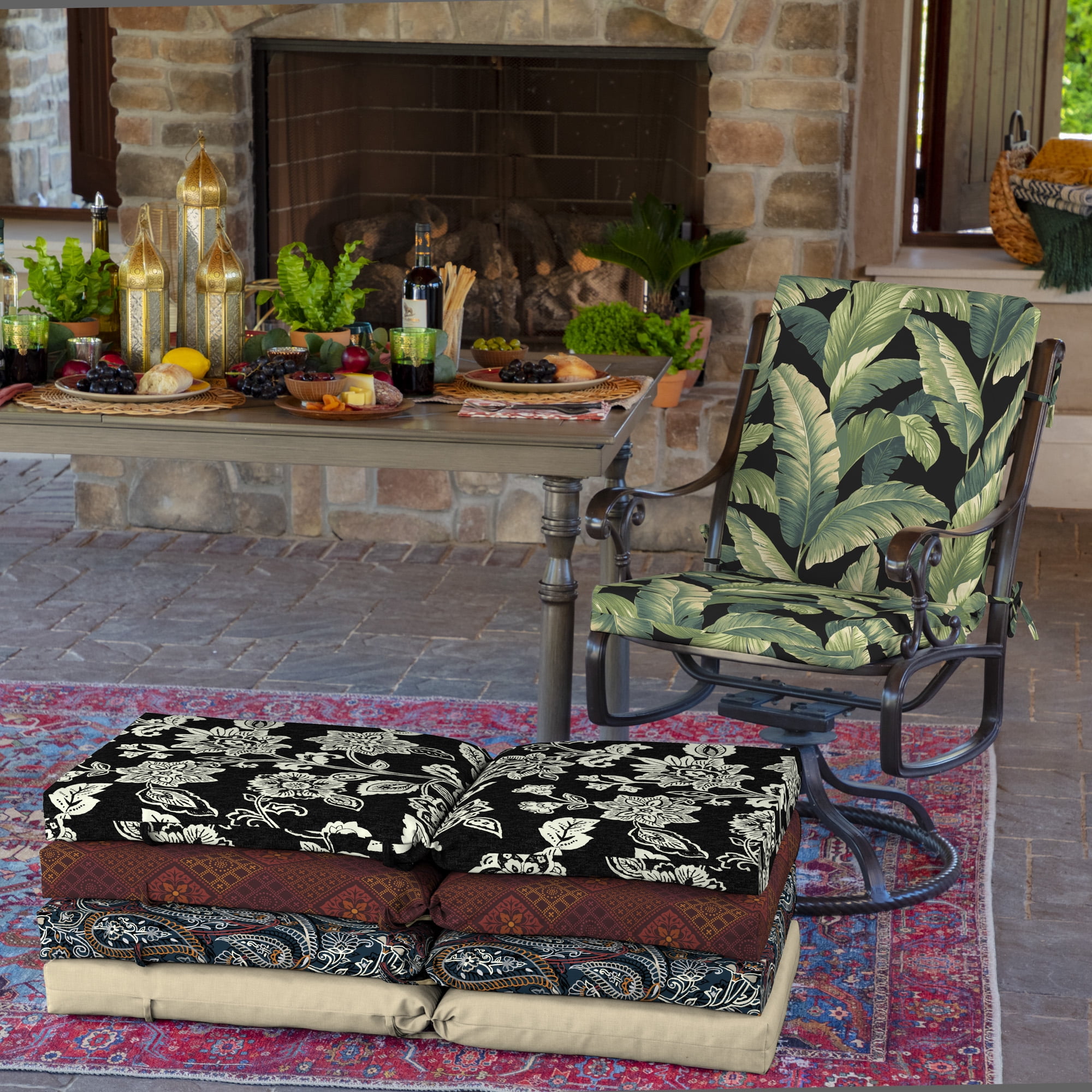ARDEN Outdoor Midback Chair Cushion, 18 x 16.5, Water Repellent, Fade Resistant 18 x 16.5, Onyx Cebu