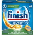 thumbnail image 1 of Finish Gelpacs Dishwasher Detergent, All in 1, Orange, 60 Tablets, Fast Action Deep Clean, 1 of 5