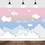 Twinkle Twinkle Little Star Backdrop Watercolor Stars Clouds Photography Background Happy Birthday Baby Shower Party Decorations Banner Photo Studio Props