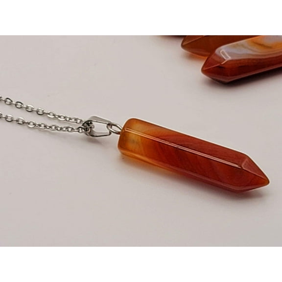 Elegant Silver Tone Carnelian Point Necklace - Daily Necklace