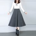 thumbnail image 3 of Ketyyh-chn99 Skirt Girls Plaid Skirt Womens Winter Vintage High Elastic Waist A Line Pleated Wool Midi Skirt Lady Skirt, 3 of 5