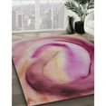 thumbnail image 3 of Ahgly Company Machine Washable Indoor Round Transitional Pink Daisy Pink Area Rugs, 5' Round, 3 of 7