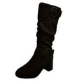 thumbnail image 1 of WEAIXIMIUNG Bottines Mode Femme Solide Automne Hiver Semelle Épaisse Talons Carrés Fermeture Éclair Mi-Hauteur Bout Rond Chaussures, 1 of 7