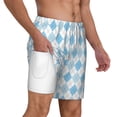 thumbnail image 3 of Balery Blue and White Squares Mens Swim Trunks Swim Shorts for Men Quick Dry Inseam Beach Shorts with Compression Liner Pocket-Small, 3 of 9
