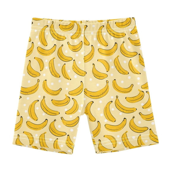 joogoo Yellow Bananas White Dots Pattern Girls Lined Shorts Bike Dance Bottoms 6T