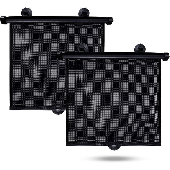 EcoNour Car Side Window Sun Shade (2 Pack) | 98% UV and Sun Glare Protection Retractable Car Roller Sunshade | Automotive Car Window Shade Fit for Most Car, SUV, Truck