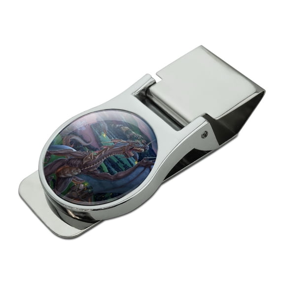 Dragon Flight The Last Stand Fantasy Satin Chrome Plated Metal Money Clip