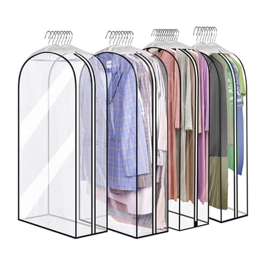 Lumikrypt 4Pack 60" Garment Bags for Hanging Clothes, 10" Gusseted Clear Suit Bags for Closet Storage with Zipper, Hanging Clothes Storage for Shirts, Coats, Dresses