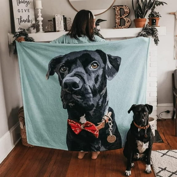 Personalised Blankets, Text Collage Blankets with Photos, Personalised Blankets with Photos of Dogs, Personalised Valentine's Day (A,29 * 39in 75x100cm)