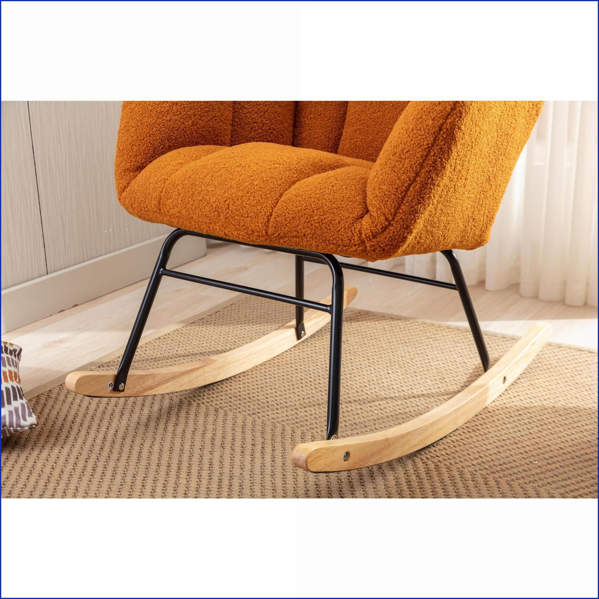 Rocking Glider Chair, Caramel Teddy Fabric Nursery & Living Room Chair | Teddy | Foam